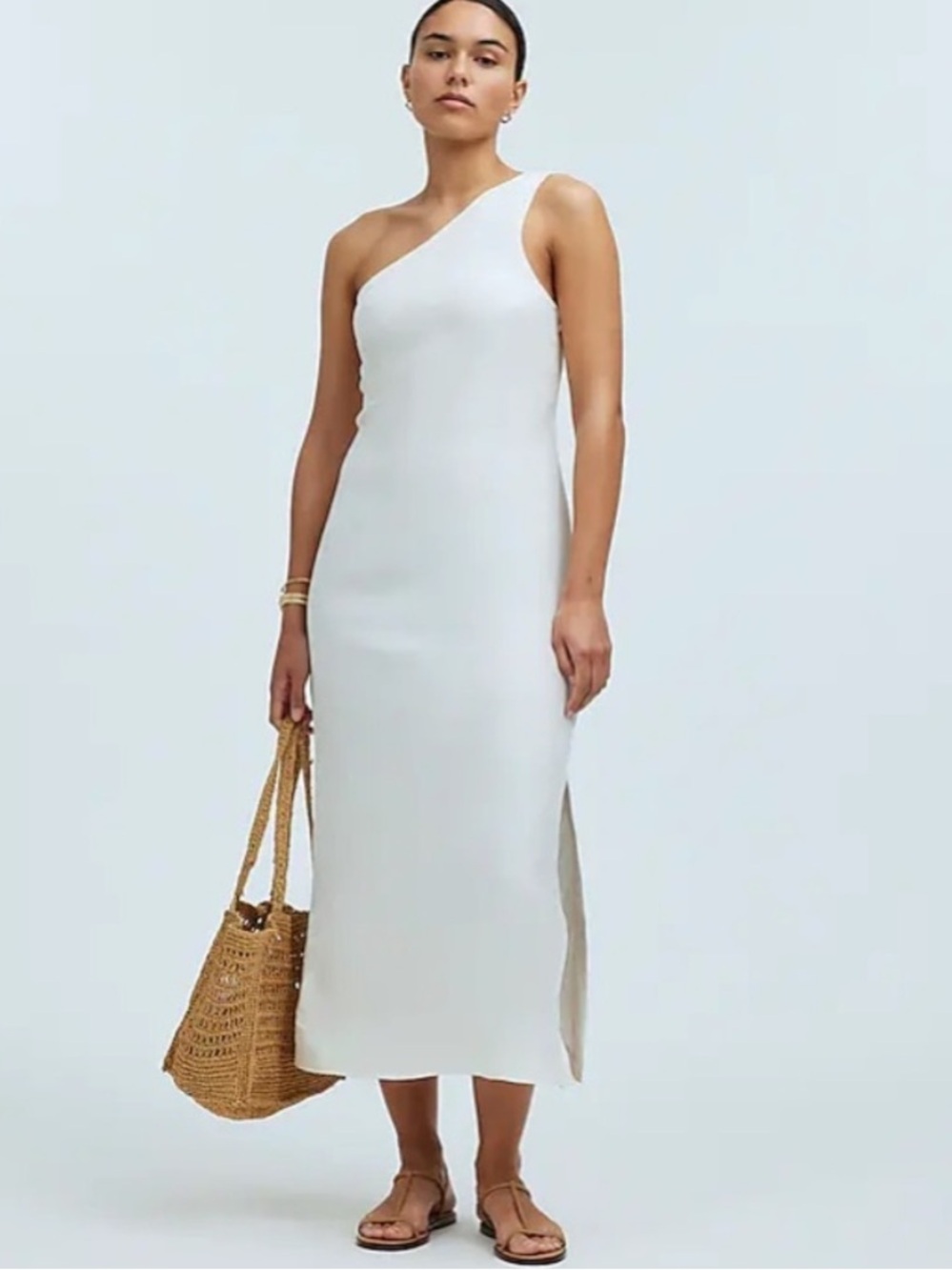New Madewell white linen midi dress 00